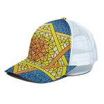Stained Glass Star of David Print White Mesh Trucker Cap