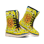Stained Glass Star of David Print Winter Boots