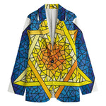 Stained Glass Star of David Print Women's Blazer