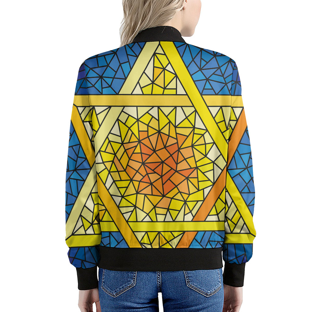 Stained Glass Star of David Print Women's Bomber Jacket