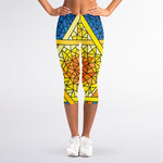 Stained Glass Star of David Print Women's Capri Leggings