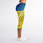 Stained Glass Star of David Print Women's Capri Leggings