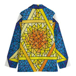 Stained Glass Star of David Print Women's Cotton Blazer