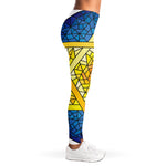 Stained Glass Star of David Print Women's Leggings