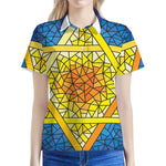 Stained Glass Star of David Print Women's Polo Shirt