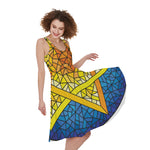 Stained Glass Star of David Print Women's Sleeveless Dress