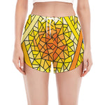 Stained Glass Star of David Print Women's Split Running Shorts