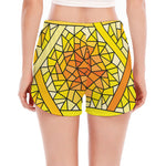 Stained Glass Star of David Print Women's Split Running Shorts