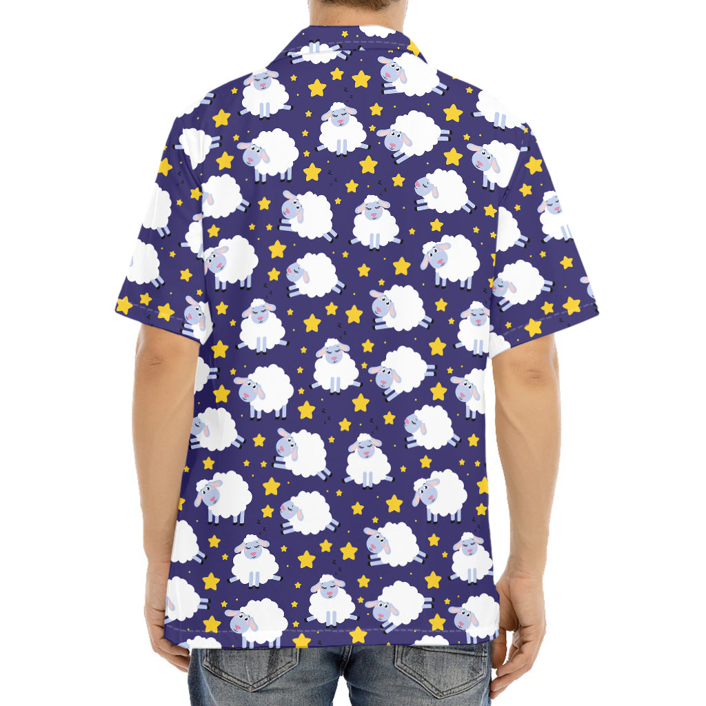 Star And Sheep Pattern Print Aloha Shirt