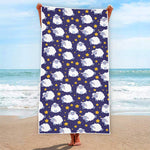 Star And Sheep Pattern Print Beach Towel