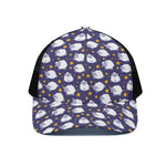 Star And Sheep Pattern Print Black Mesh Trucker Cap