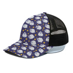 Star And Sheep Pattern Print Black Mesh Trucker Cap