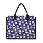 Star And Sheep Pattern Print Canvas Tote Bag