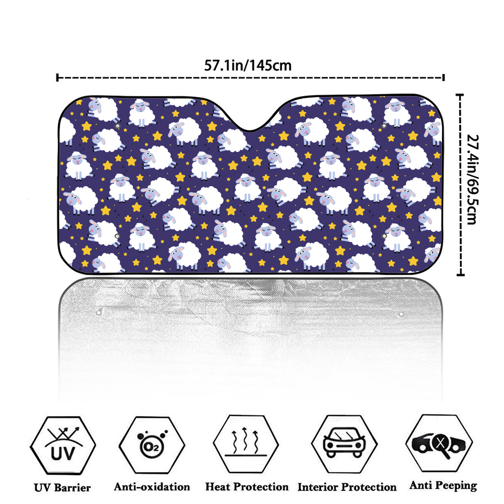 Star And Sheep Pattern Print Car Windshield Sun Shade