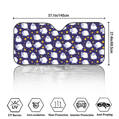 Star And Sheep Pattern Print Car Windshield Sun Shade