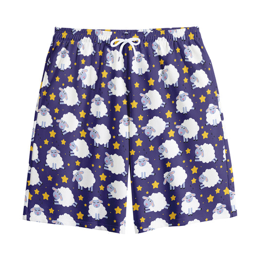 Star And Sheep Pattern Print Cotton Shorts