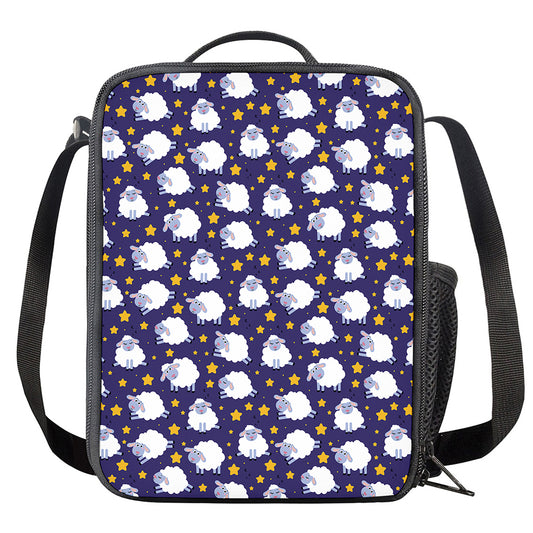 Star And Sheep Pattern Print Crossbody Lunch Bag