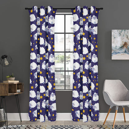 Star And Sheep Pattern Print Curtain