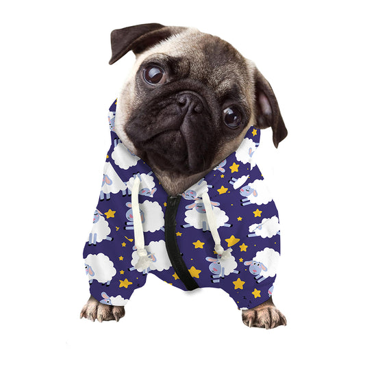 Star And Sheep Pattern Print Dog Zip Up Hoodie