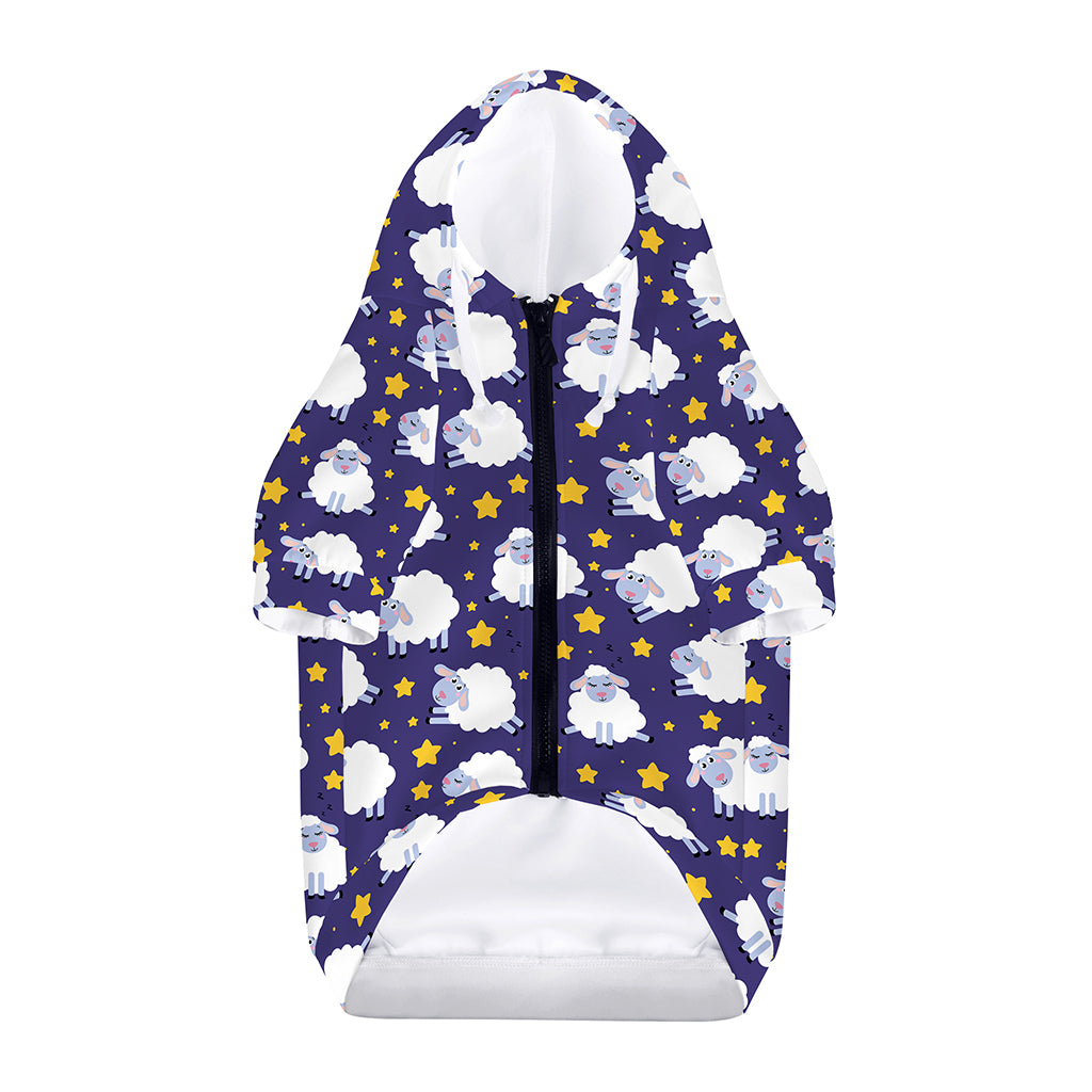 Star And Sheep Pattern Print Dog Zip Up Hoodie
