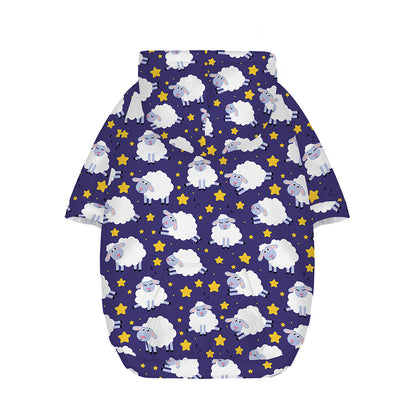 Star And Sheep Pattern Print Dog Zip Up Hoodie