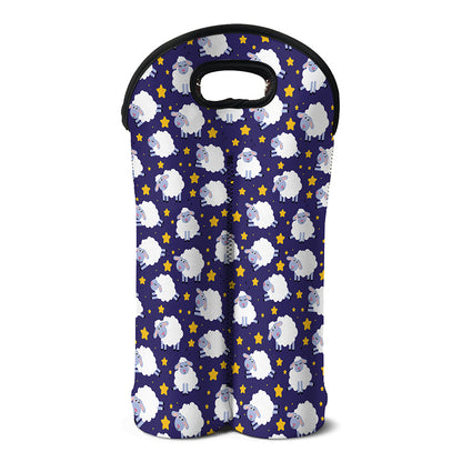 Star And Sheep Pattern Print Double Neoprene Wine Tote