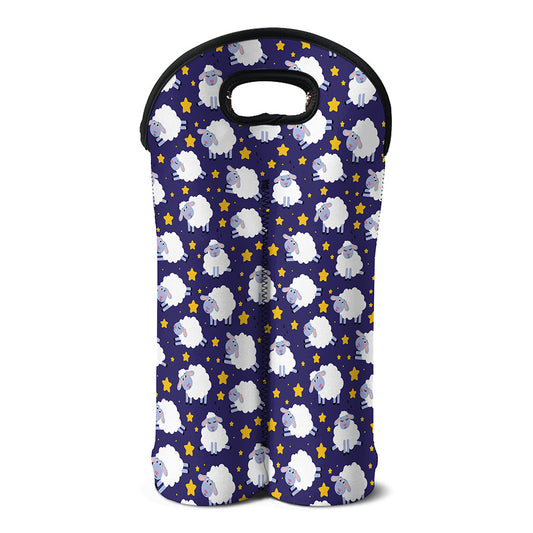 Star And Sheep Pattern Print Double Neoprene Wine Tote
