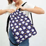 Star And Sheep Pattern Print Drawstring Backpack