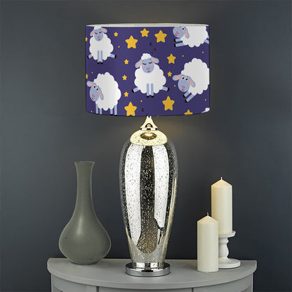 Star And Sheep Pattern Print Drum Lamp Shade