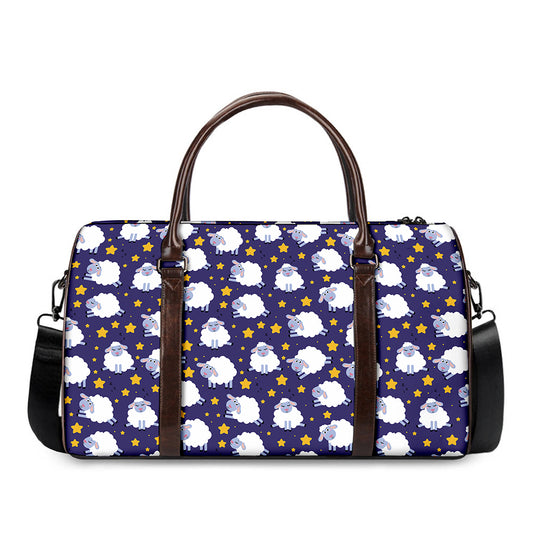 Star And Sheep Pattern Print Duffle Bag