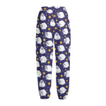 Star And Sheep Pattern Print Fleece Lined Knit Pants