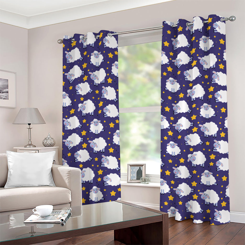 Star And Sheep Pattern Print Grommet Curtains