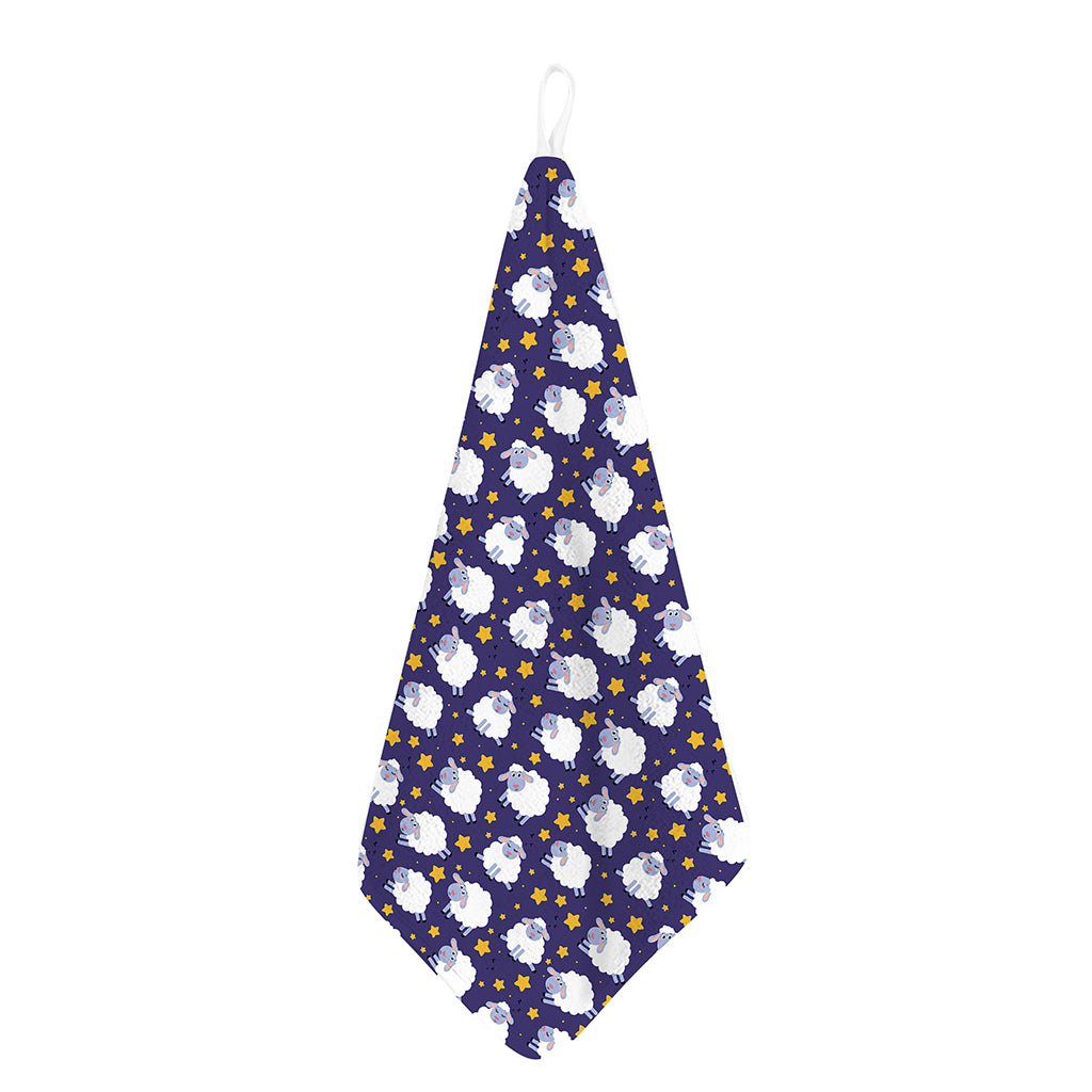 Star And Sheep Pattern Print Hand Towel