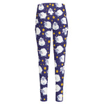 Star And Sheep Pattern Print High-Waisted Pocket Leggings