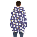 Star And Sheep Pattern Print Hoodie Blanket