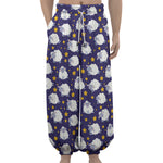 Star And Sheep Pattern Print Lantern Pants