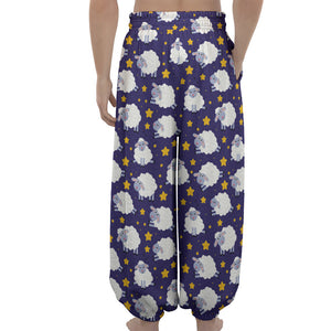 Star And Sheep Pattern Print Lantern Pants