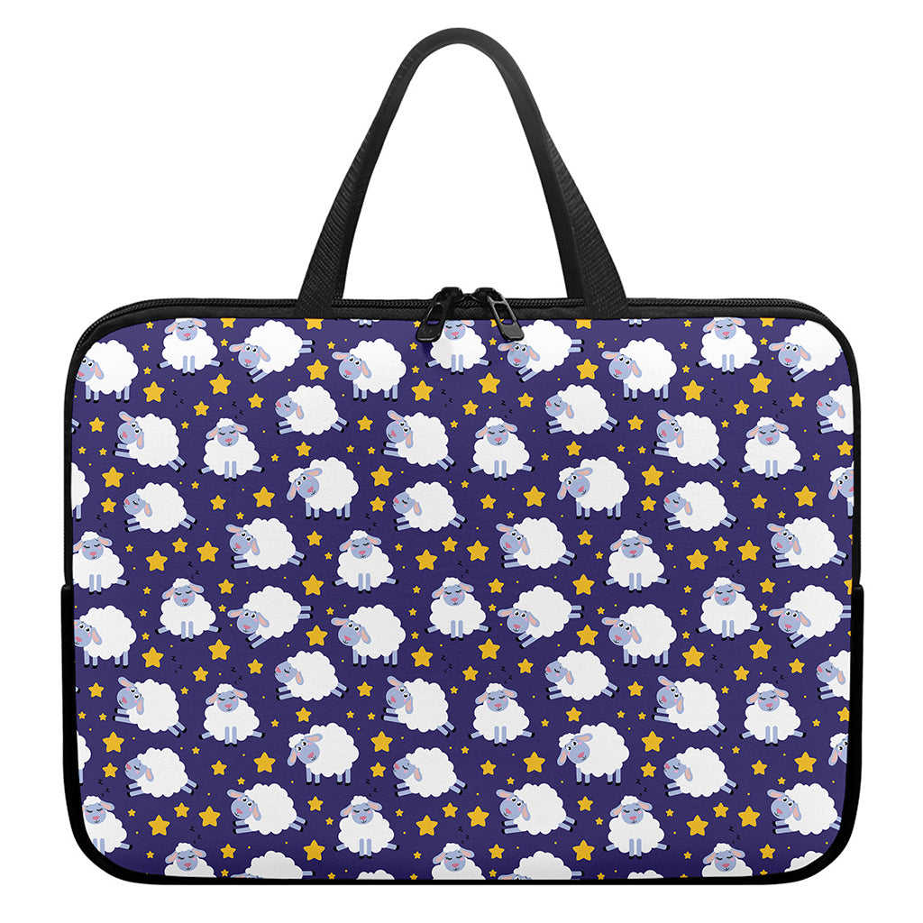 Star And Sheep Pattern Print Laptop Sleeve With Handle
