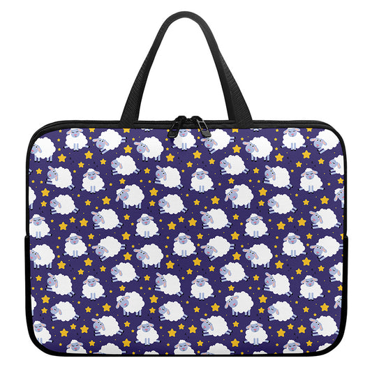 Star And Sheep Pattern Print Laptop Sleeve With Handle