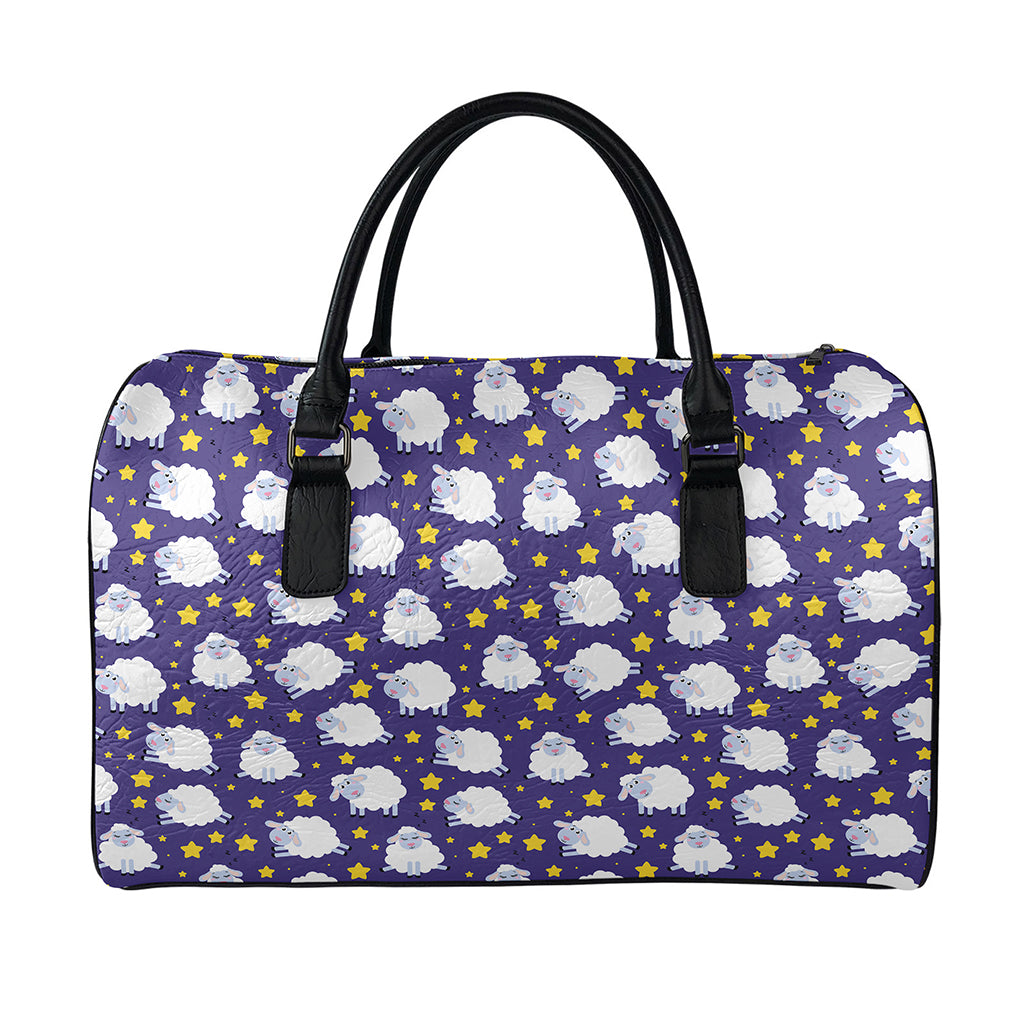 Star And Sheep Pattern Print Leather Duffle Bag