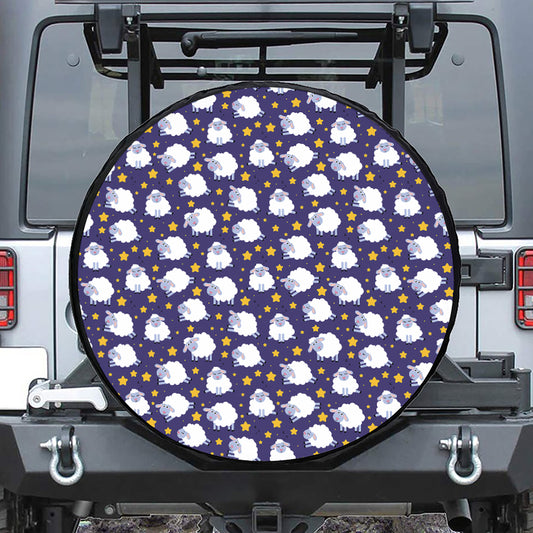 Star And Sheep Pattern Print Leather Spare Tire Cover