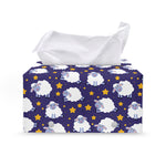 Star And Sheep Pattern Print Leather Tissue Box Cover