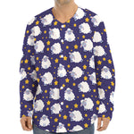 Star And Sheep Pattern Print Long Sleeve Baseball Jersey