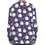 Star And Sheep Pattern Print Long Sleeve Baseball Jersey