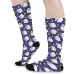 Star And Sheep Pattern Print Long Socks