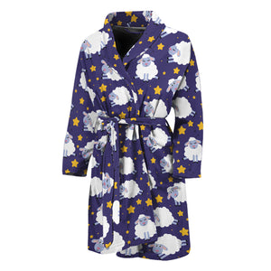 Star And Sheep Pattern Print Men's Bathrobe