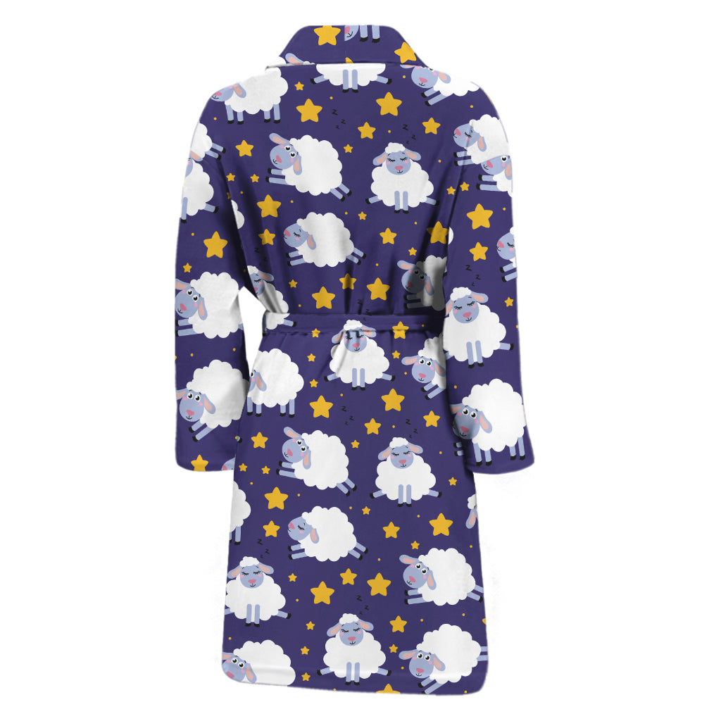 Star And Sheep Pattern Print Men's Bathrobe