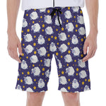 Star And Sheep Pattern Print Men's Beach Shorts