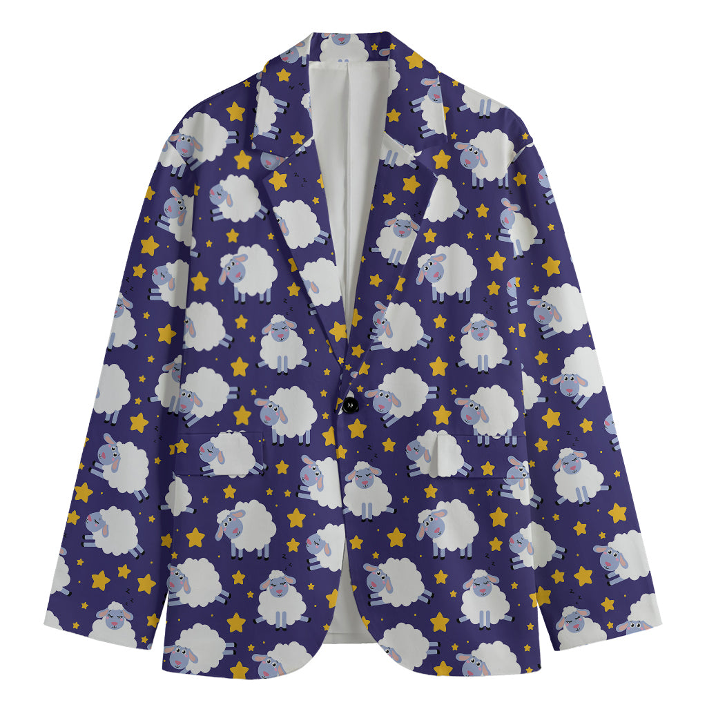 Star And Sheep Pattern Print Men's Blazer