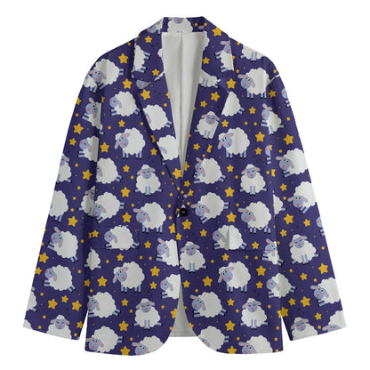 Star And Sheep Pattern Print Men's Blazer